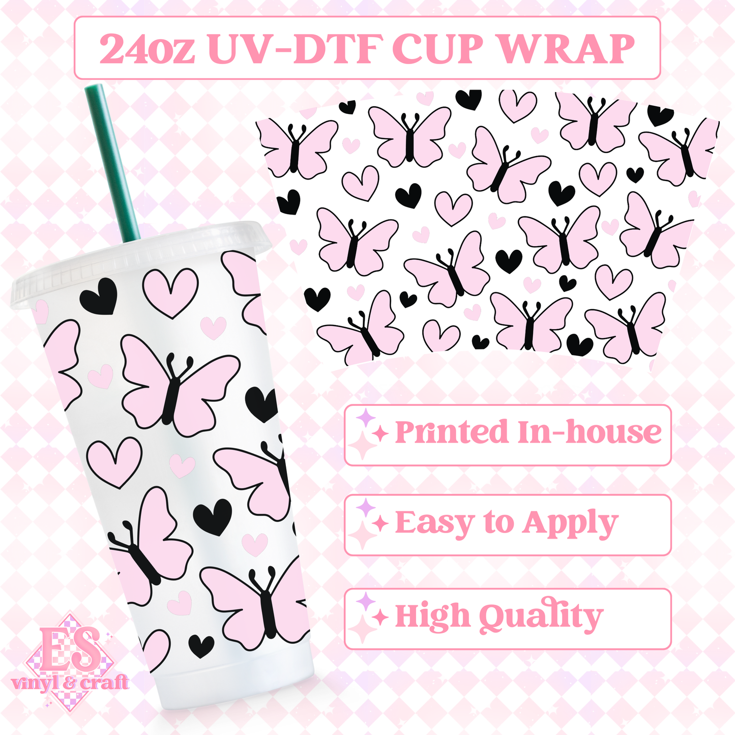 Butterflies - UVDTF 24oz Cold Cup Wrap image 0