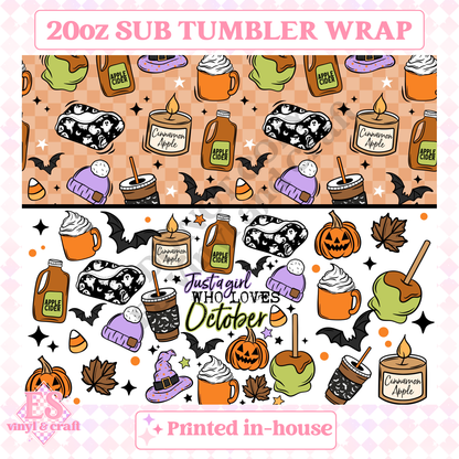Just a Girl Who Loves October - Full 20oz Tumbler Sublimation Print image 1