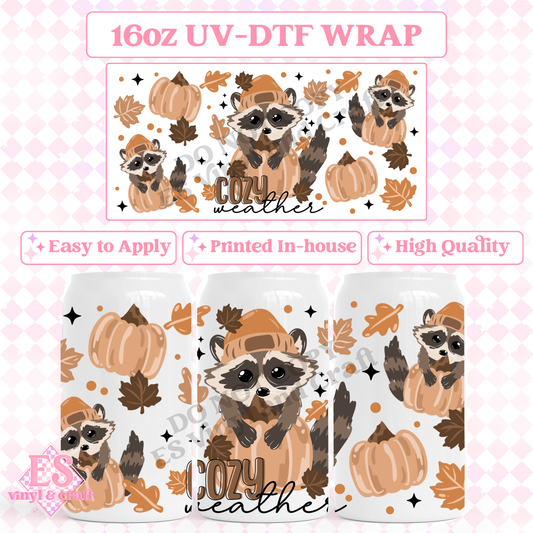 Cozy Weather Pumpkins - 16oz Beer Can / Libbey UV-DTF Transfer image 0