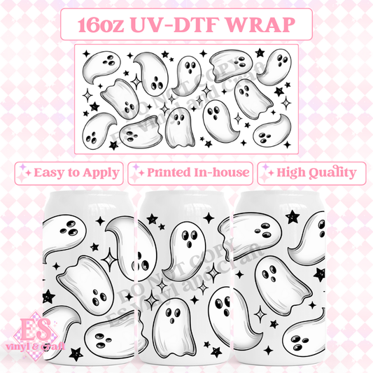 Ghosties - 16oz Beer Can / Libbey UV-DTF image 0