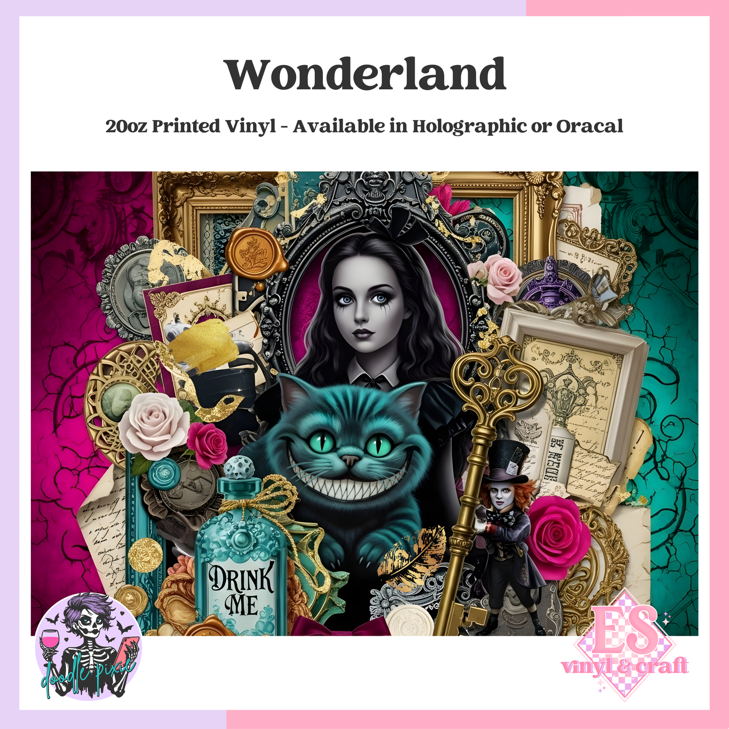 Wonderland - 20oz Printed Tumbler Self Adhesive Vinyl image 0