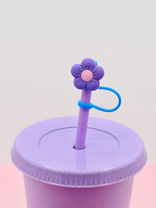 Straw Topper - Lilac Flower Pink Middle image 0