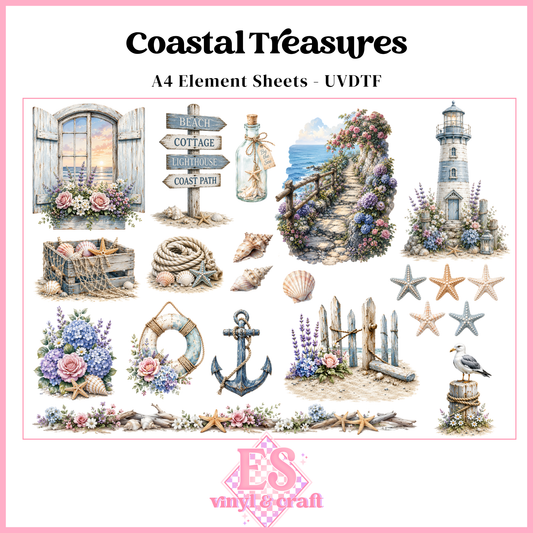 Coastal Treasures - UVDTF Element Sheet (A4 Sheet)