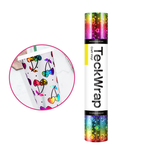 Holographic Rainbow Hearts Pattern