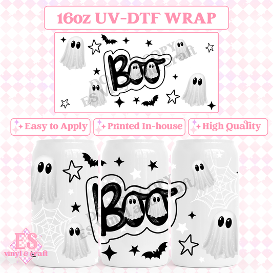 Boo - 16oz Beer Can / Libbey UV-DTF Transfer image 0