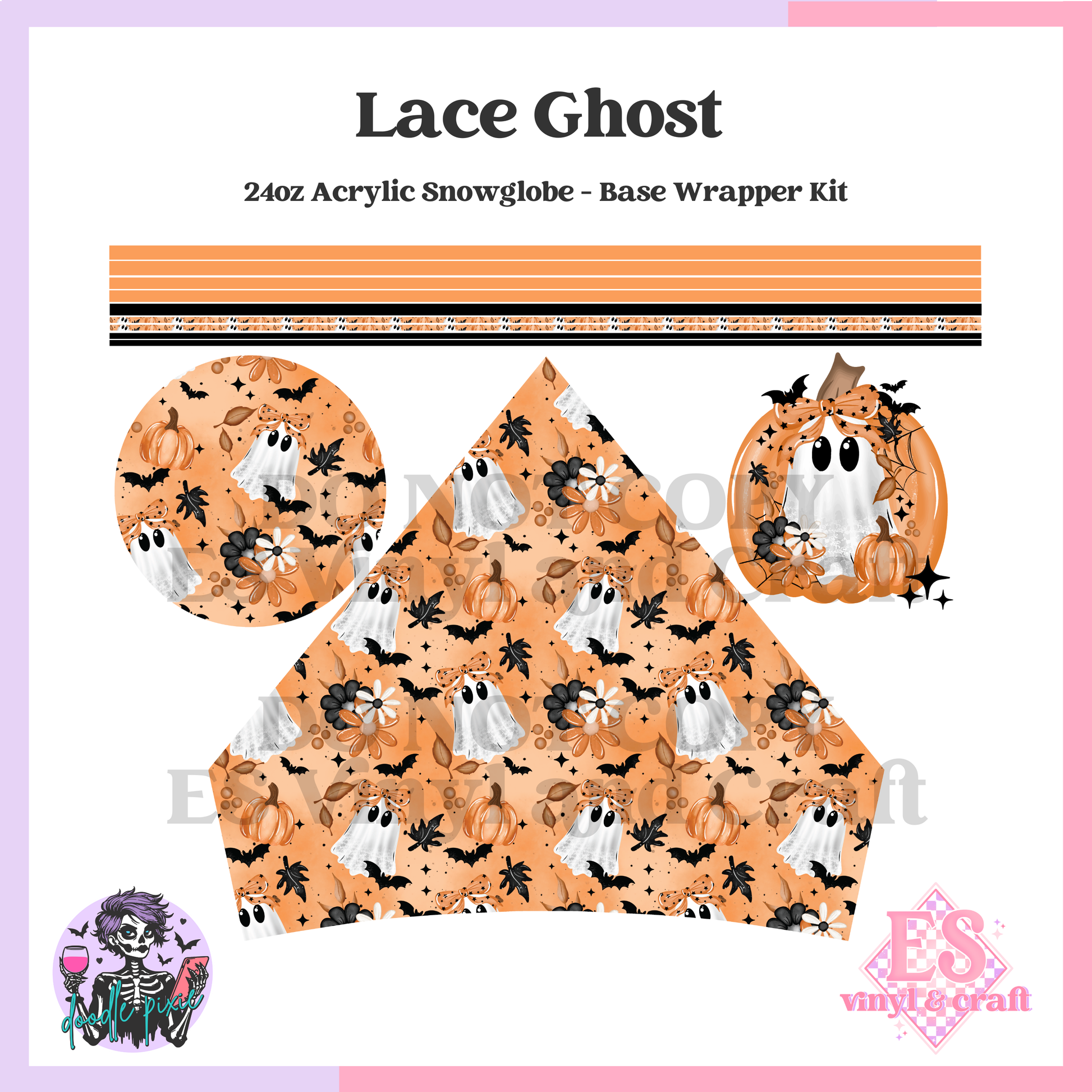Lace Ghost - 24oz Snowglobe Wrapper Kit image 0