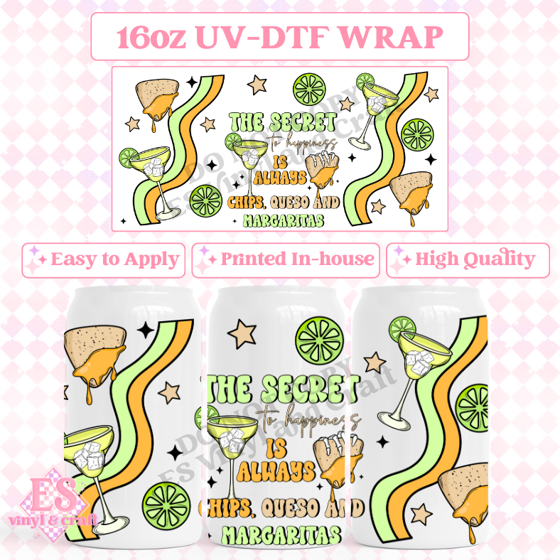 Chips and Queso - 16oz Beer Can / Libbey UV-DTF Transfer image 0