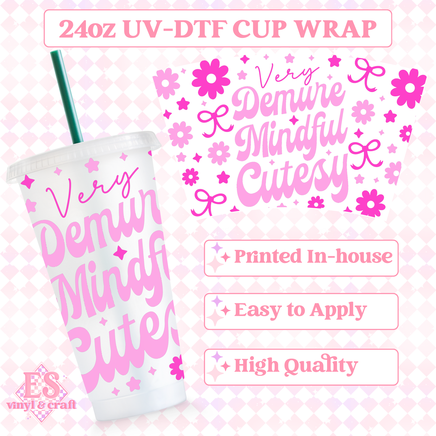 Very Demure - UVDTF 24oz Cold Cup Wrap image 0