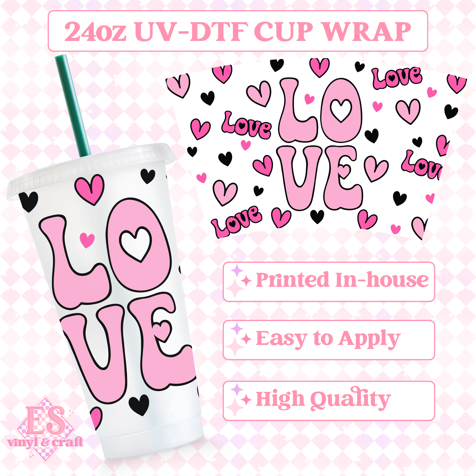 LOVE - UVDTF 24oz Cold Cup Wrap image 0