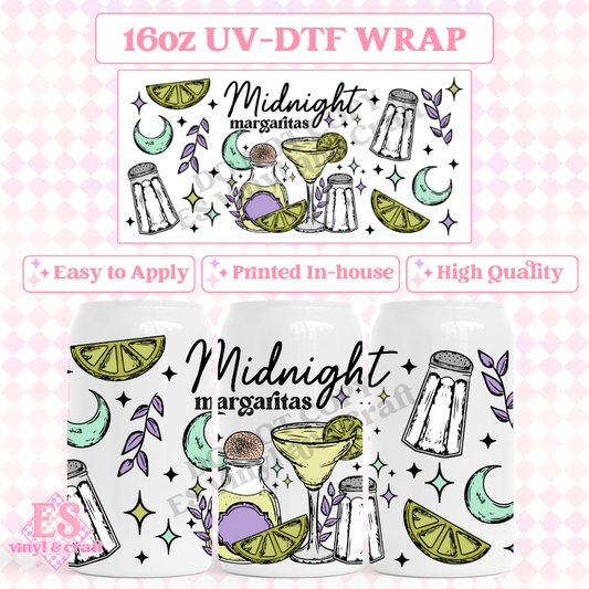 Midnight Margaritas - 16oz Beer Can / Libbey UV-DTF Transfer image 0