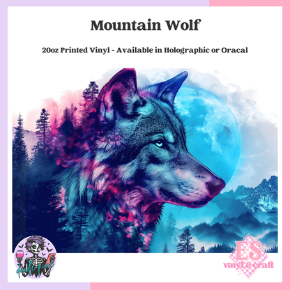 Mountain Wolf - 20oz Printed Tumbler Self Adhesive Vinyl image 0