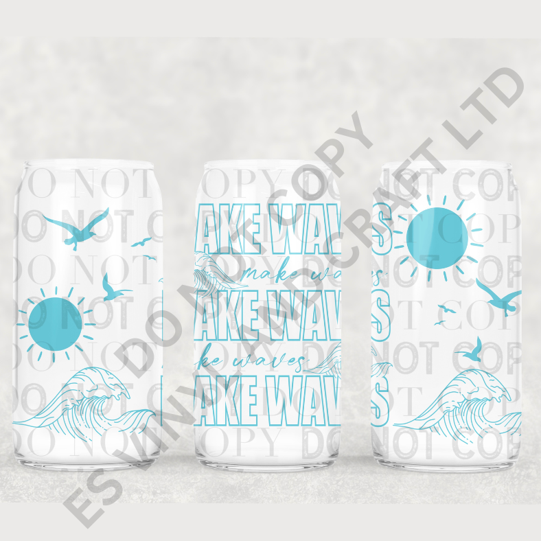 Make Waves - 16oz Beer Can / Libbey UV-DTF Transfers image 0