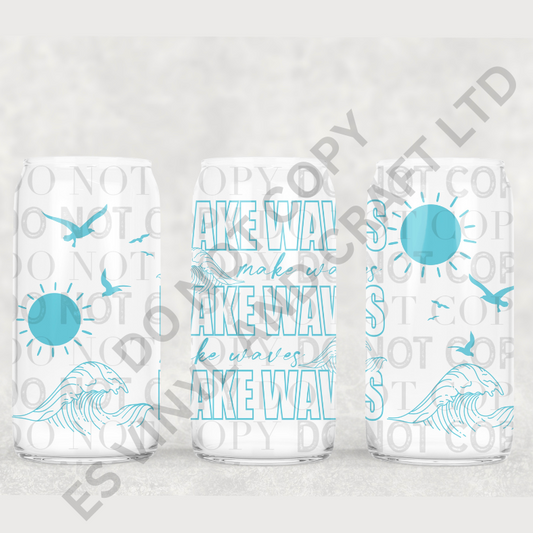 Make Waves - 16oz Beer Can / Libbey UV-DTF Transfers image 0