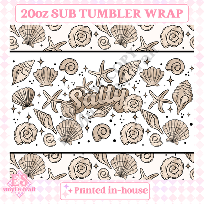 Salty Seashells - Full 20oz Tumbler Sublimation Print image 1