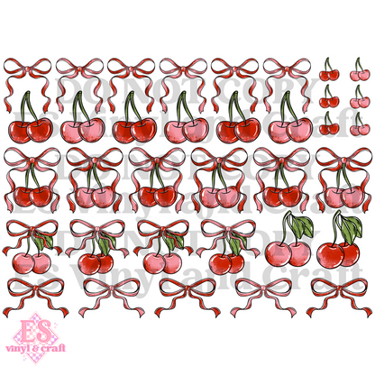 Cherry Bows - UVDTF (A4 Sheet) 210mm x 300mm image 1