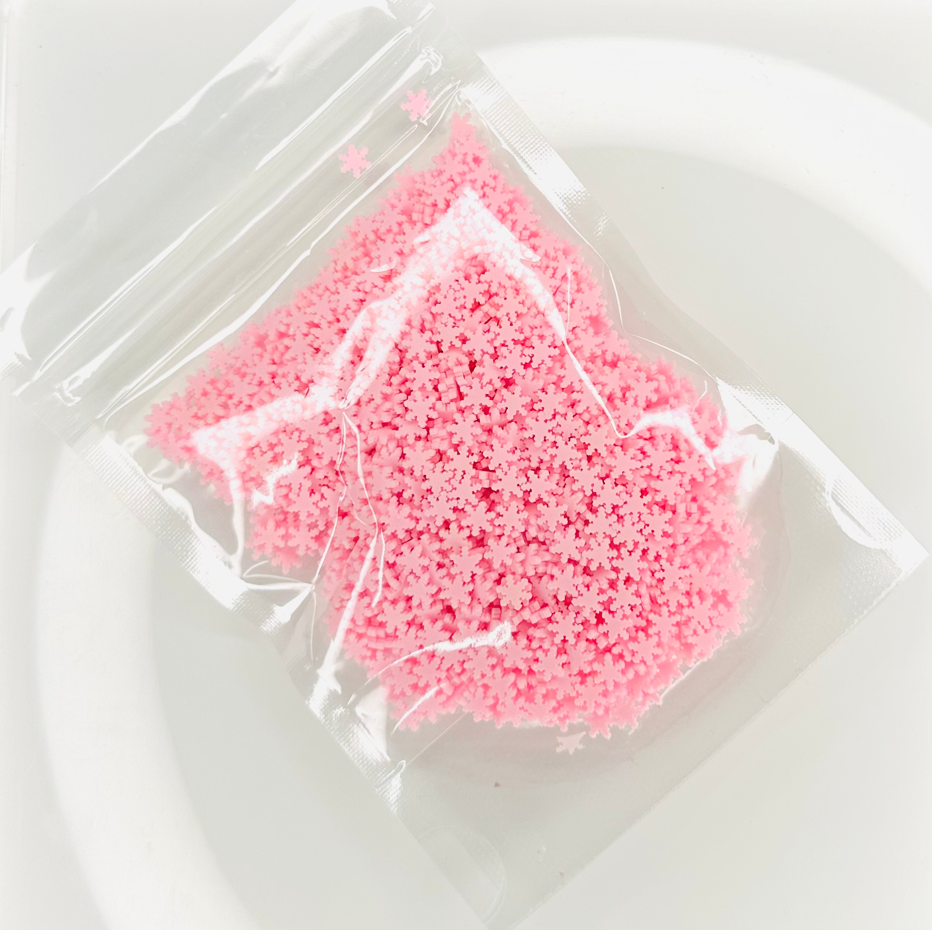 Pink Snowflakes - Polymer Clay Slices image 1