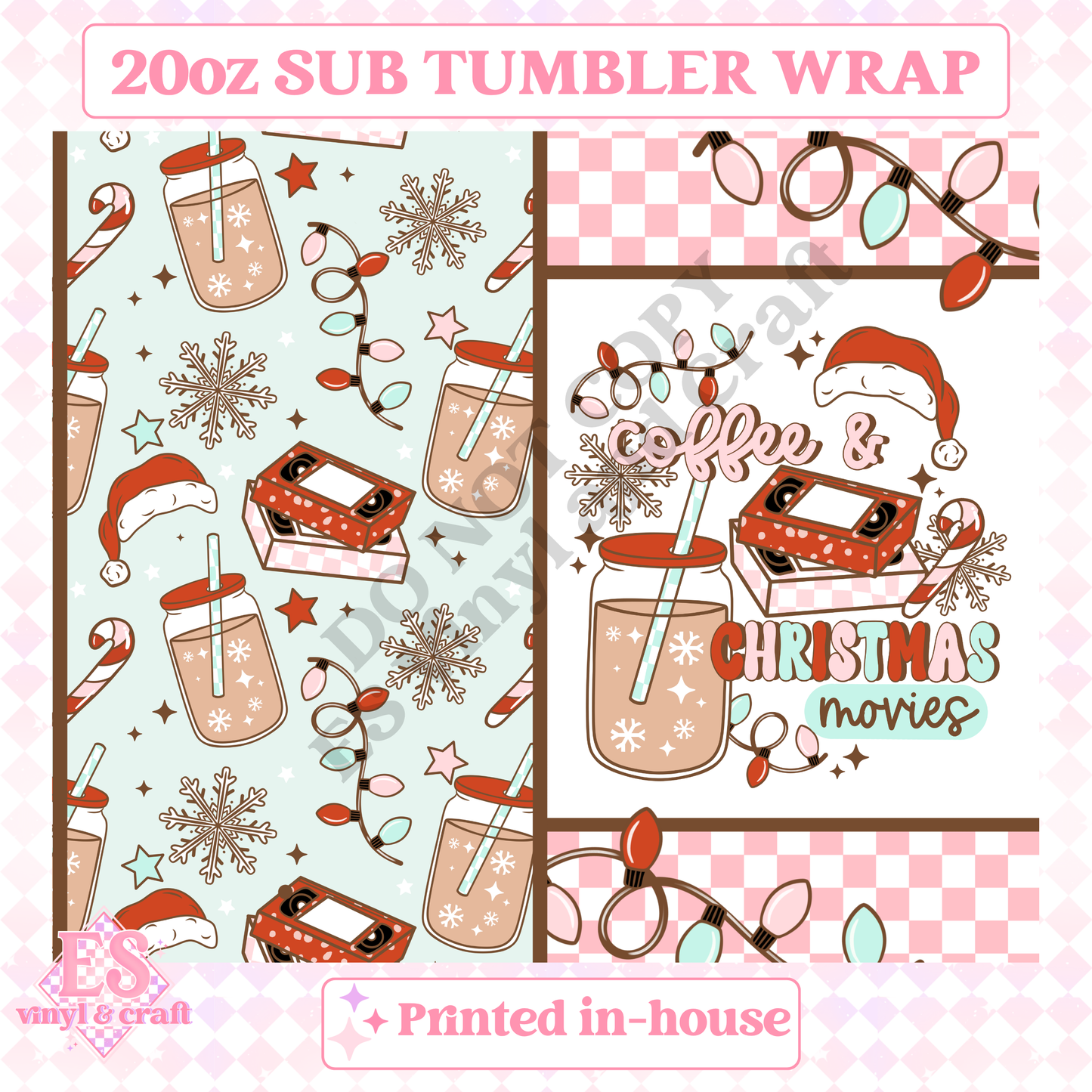 Coffee and Christmas Movies - Full 20oz Tumbler Sublimation Print image 1