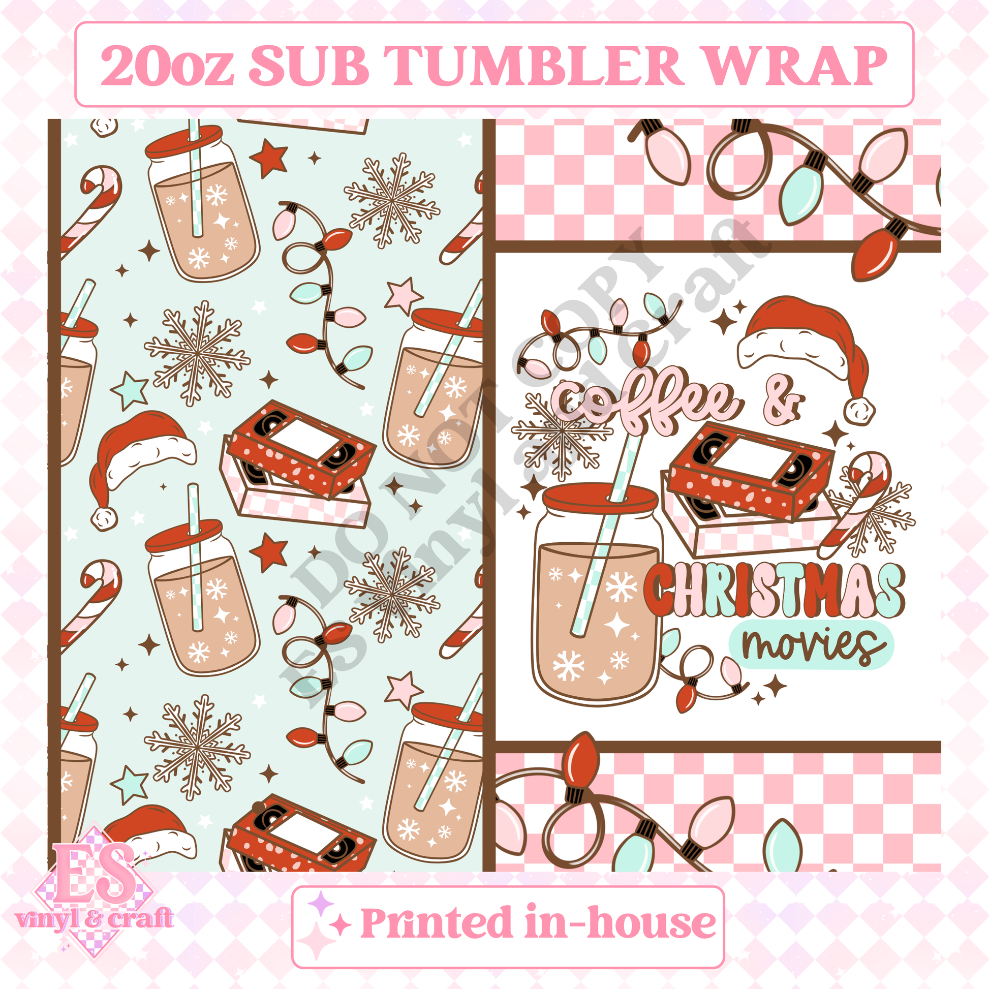 Coffee and Christmas Movies - Full 20oz Tumbler Sublimation Print image 1