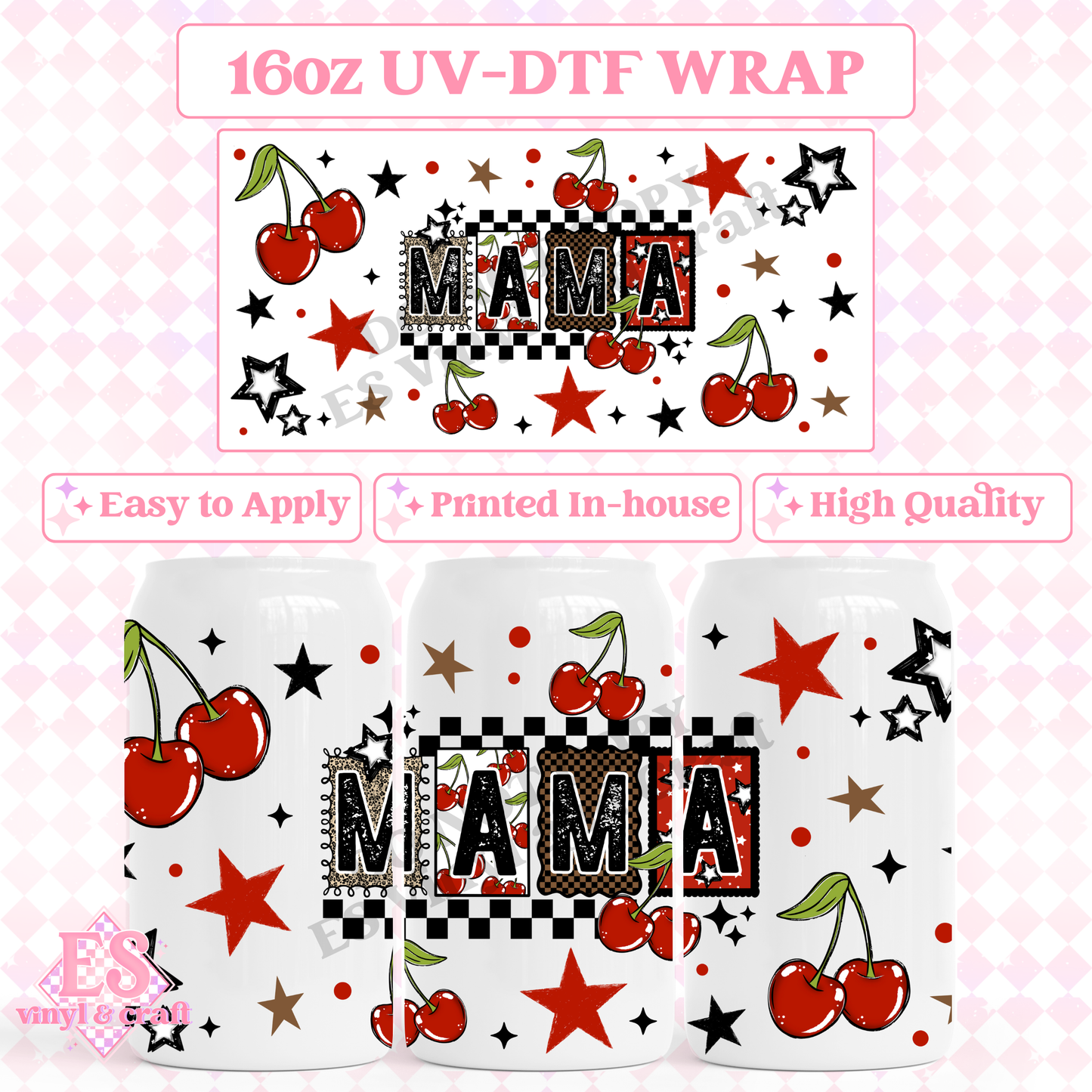 Cherry Mama - 16oz Beer Can / Libbey UV-DTF image 0