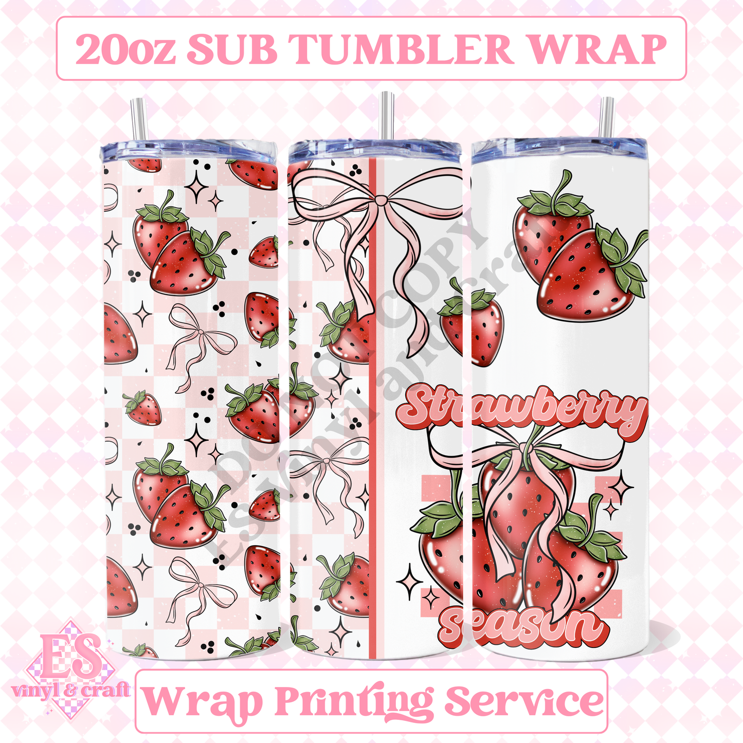 Strawberry Season - Full 20oz Tumbler Sublimation Print image 0
