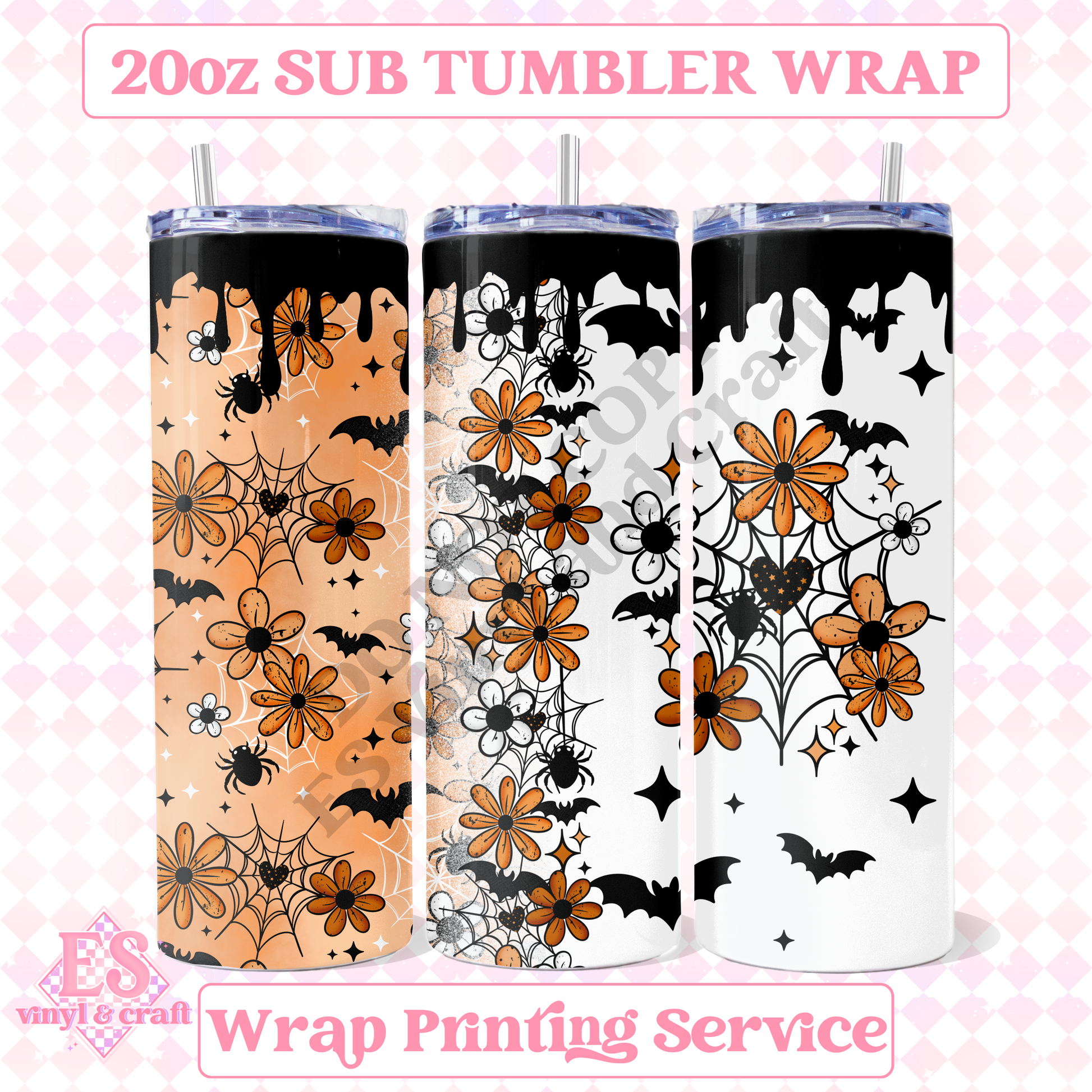 Floral Web - Full 20oz Tumbler Sublimation Print image 0