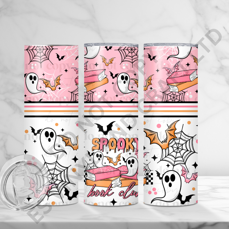 Spooky Book Club - Full 20oz Tumbler Sublimation Ready To Print image 0