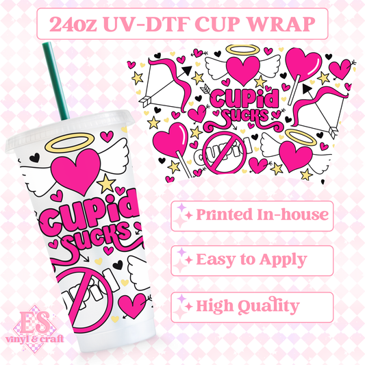 Cupid Sucks - UVDTF 24oz Cold Cup Wrap image 0