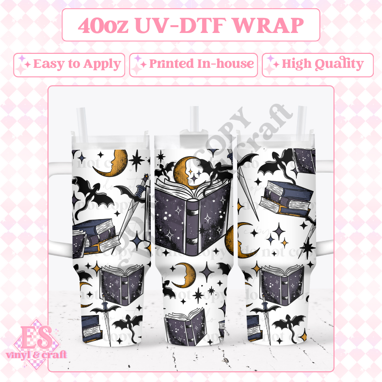 Fantasy Book - 40oz Tumbler Wraps - UV-DTF (2 Wraps - Top and Bottom) image 0