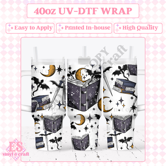 Fantasy Book - 40oz Tumbler Wraps - UV-DTF (2 Wraps - Top and Bottom) image 0