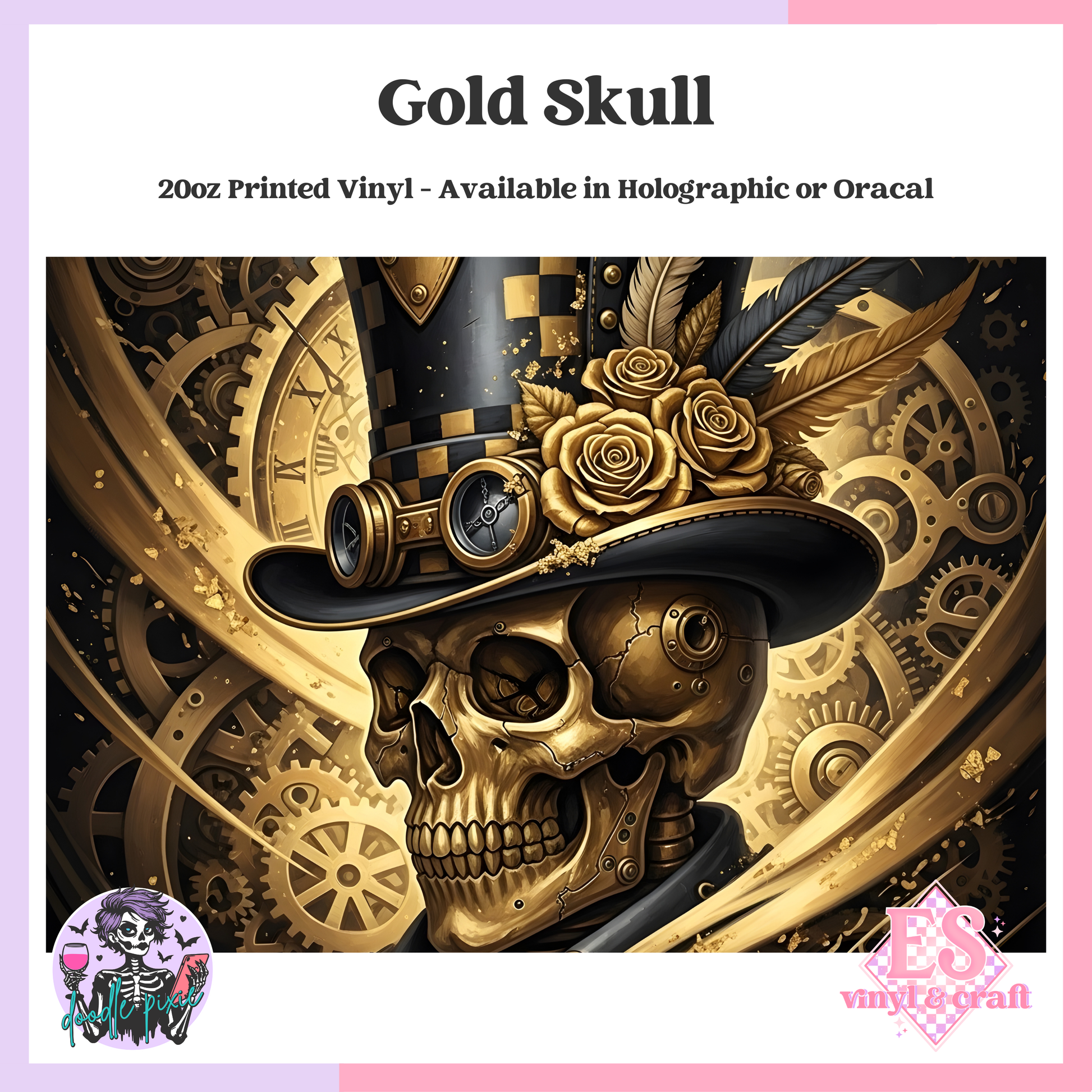 Gold Skull - 20oz Printed Tumbler Self Adhesive Vinyl image 0