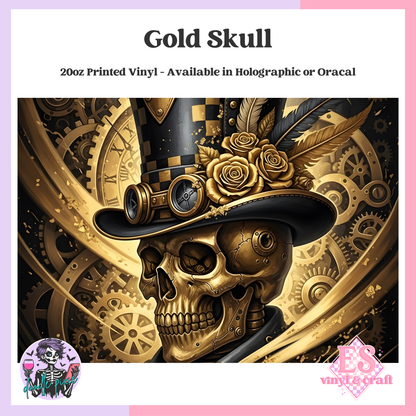 Gold Skull - 20oz Printed Tumbler Self Adhesive Vinyl image 0