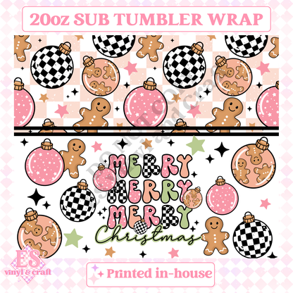 Pink Merry Merry - Full 20oz Tumbler Sublimation Print image 1