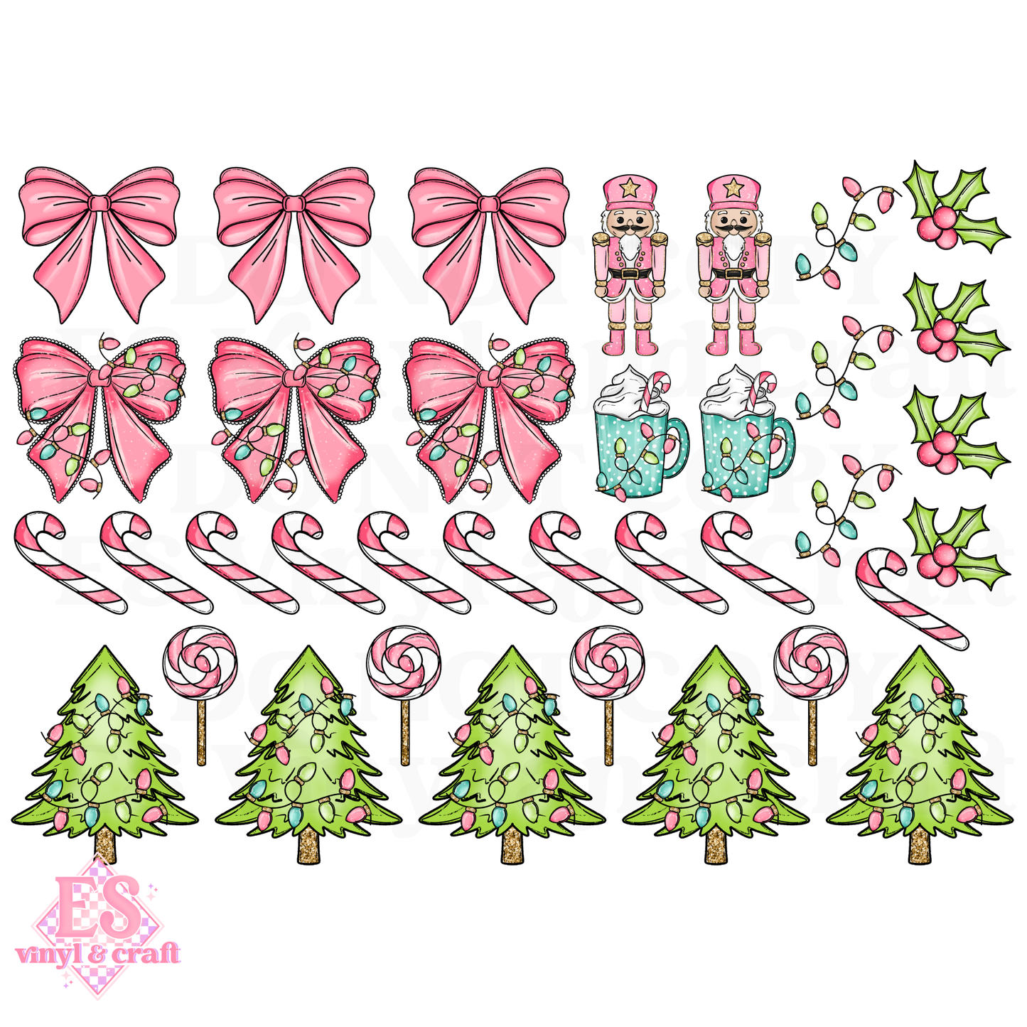 Mint, Pink and Green Christmas - UVDTF (A4 Sheet) 210mm x 300mm image 1