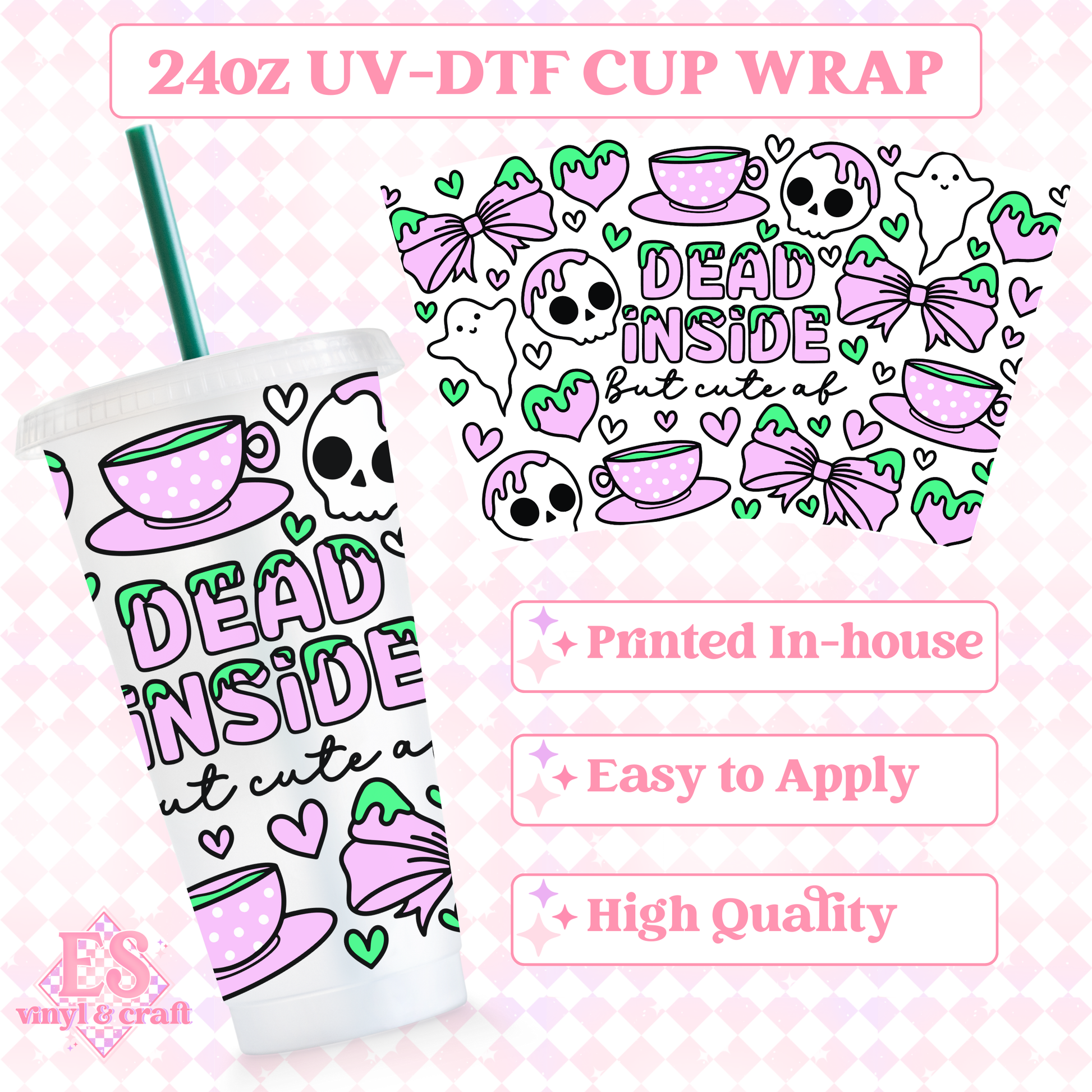 Dead Inside - UVDTF 24oz Cold Cup Wrap image 0
