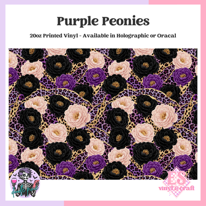 Purple Peonies - 20oz Printed Tumbler Self Adhesive Vinyl image 0