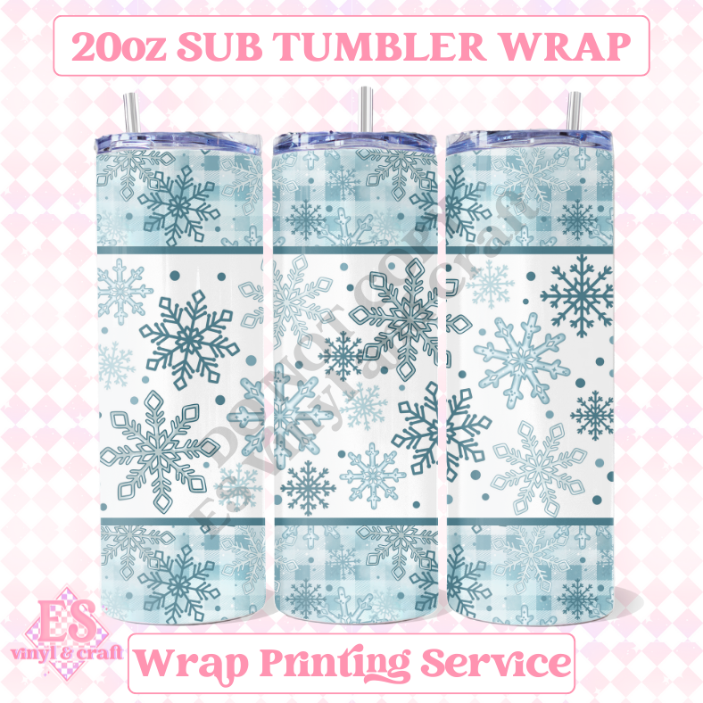 Blue Snowflake - Full 20oz Tumbler Sublimation Ready Print image 0