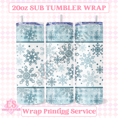 Blue Snowflake - Full 20oz Tumbler Sublimation Ready Print image 0