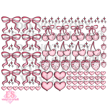 Bows, Cherries and Strawberries - UVDTF (A4 Sheet) 210mm x 300mm image 1