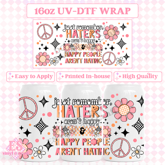 Haters - 16oz Beer Can / Libbey UV-DTF Transfer image 0