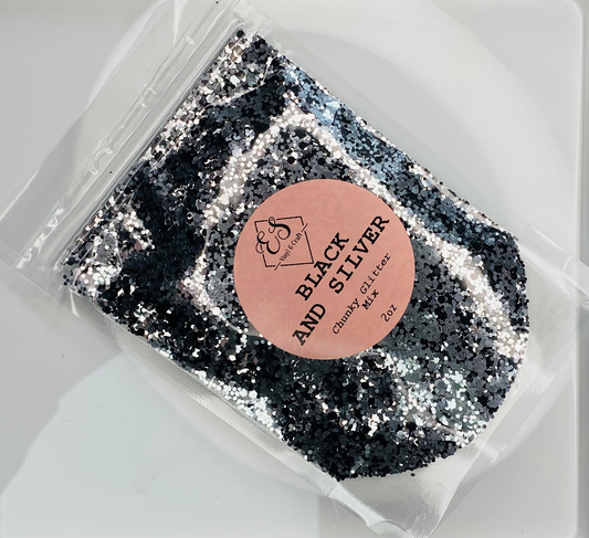 Black and Silver - Chunky Glitter Mix image 0