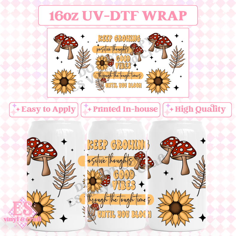 Grow - 16oz Beer Can / Libbey UV-DTF Transfer image 0