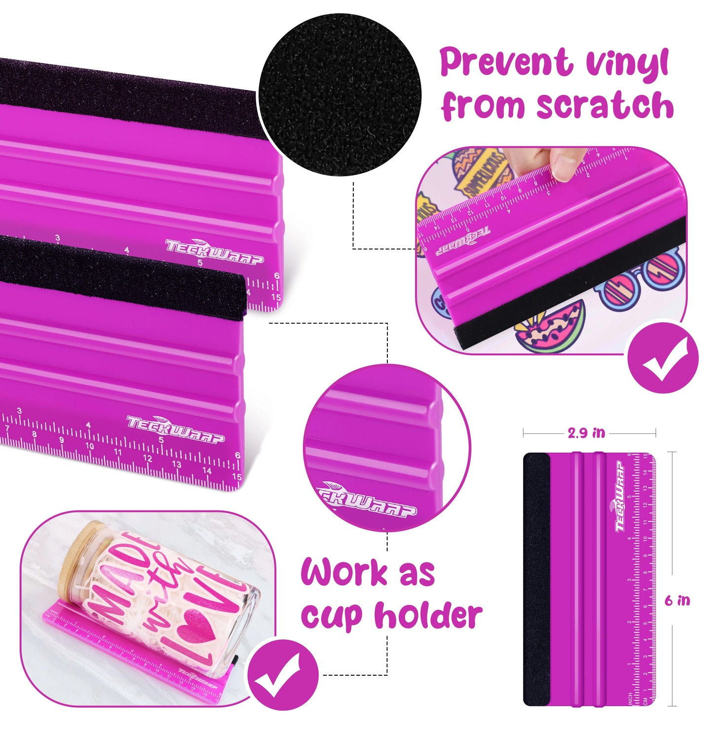 Teckwrap Rose Pink Felt Sqeegee image 4