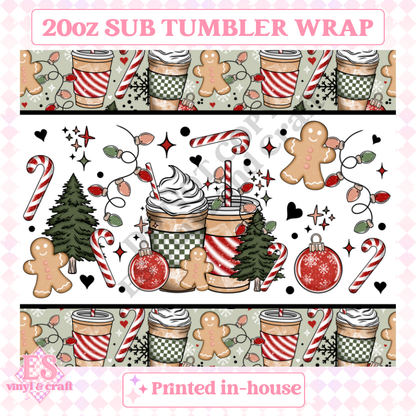 Christmas Coffee - Full 20oz Tumbler Sublimation Ready Print image 1