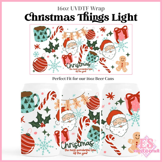 Christmas Things Light - 16oz Beer Can / Libbey UVDTF Transfers