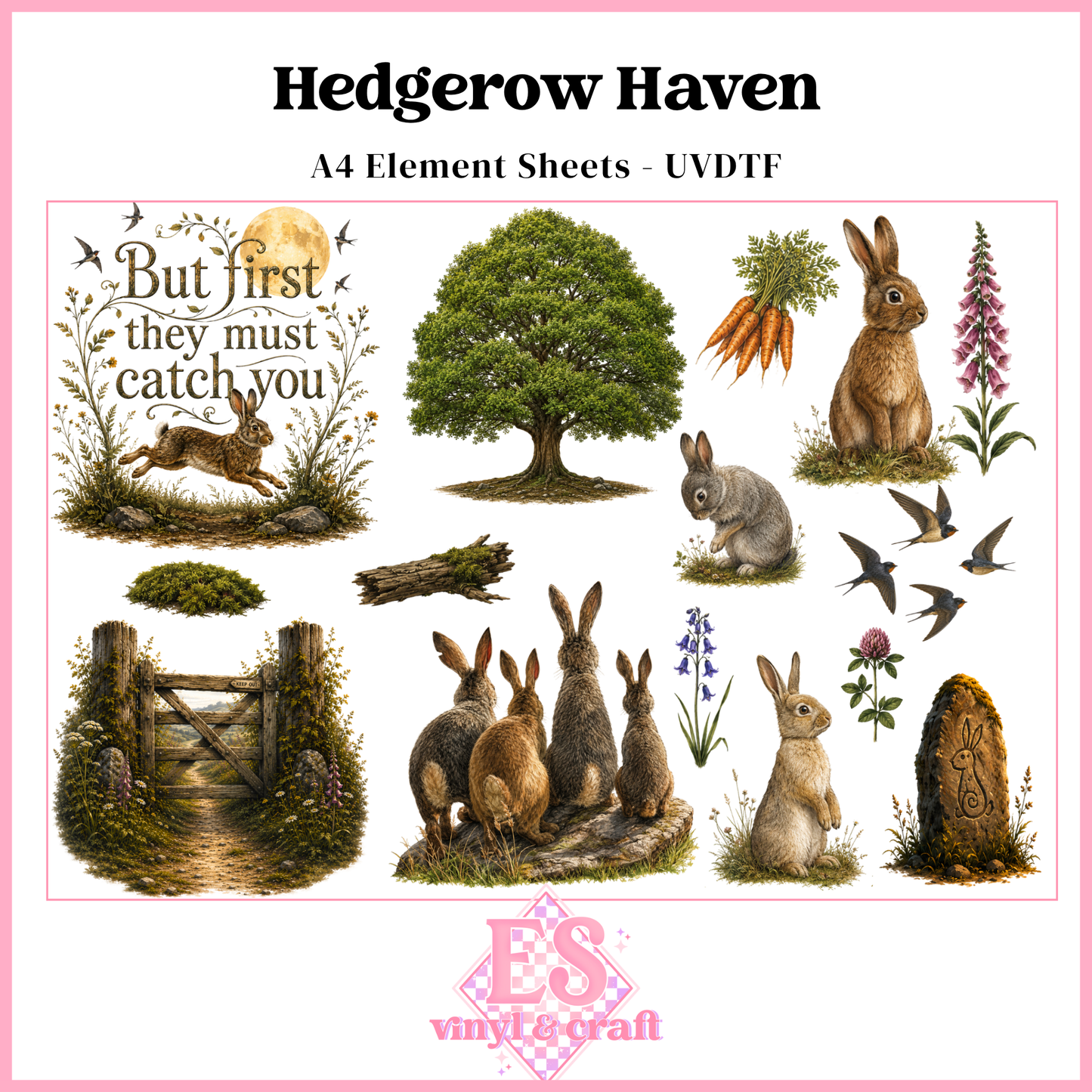 Hedgerow Haven - UVDTF Element Sheet (A4 Sheet)