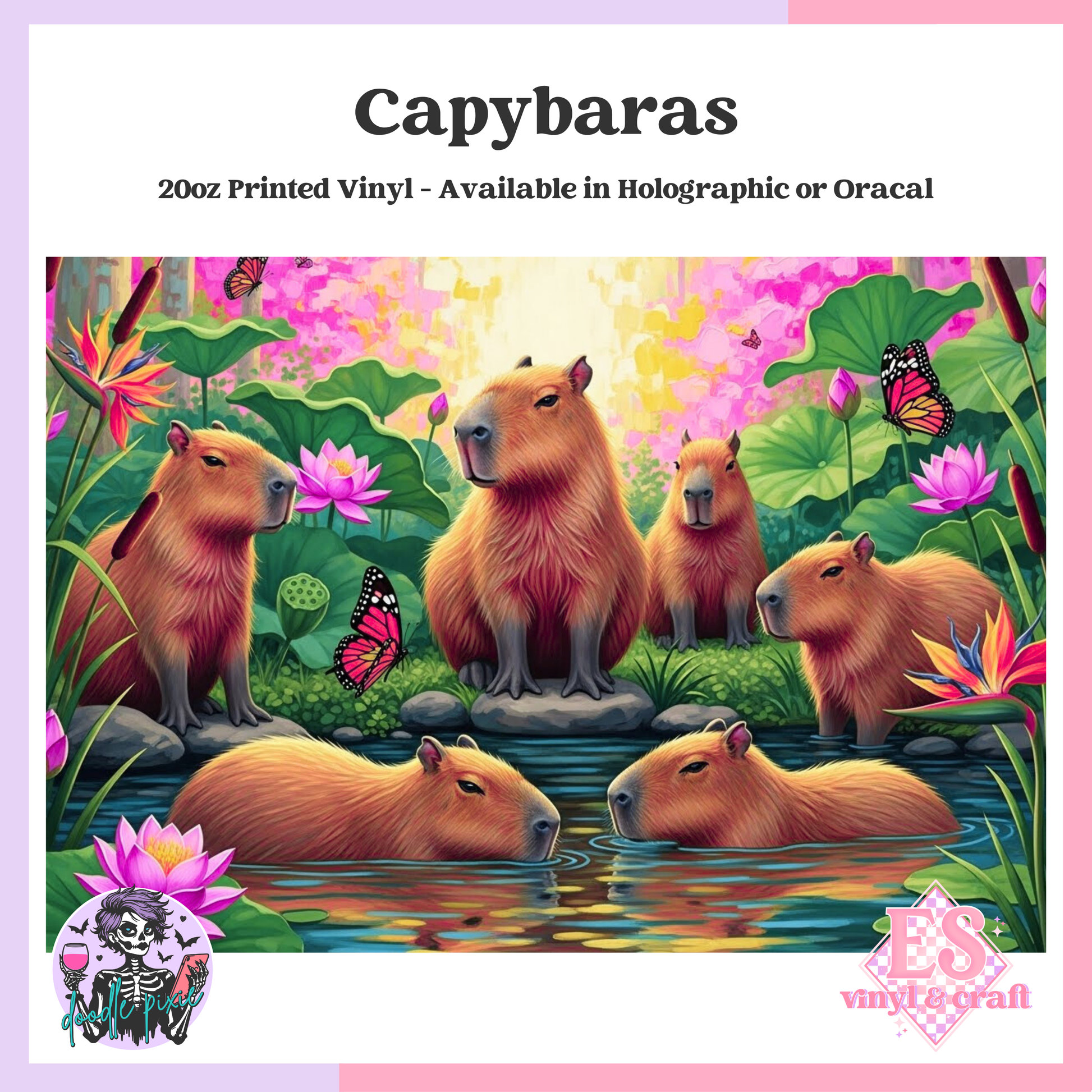 Capybaras - 20oz Printed Tumbler Self Adhesive Vinyl image 0