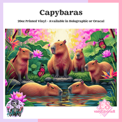 Capybaras - 20oz Printed Tumbler Self Adhesive Vinyl image 0
