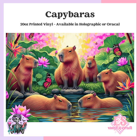 Capybaras - 20oz Printed Tumbler Self Adhesive Vinyl image 0