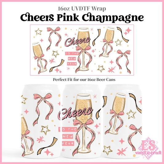Cheers Pink Champagne - 16oz Beer Can / Libbey UVDTF Transfers