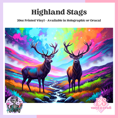 Highland Stags - 20oz Printed Tumbler Self Adhesive Vinyl image 0